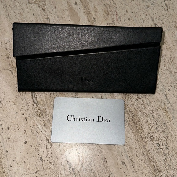 Dior Accessories - CHRISTIAN DIOR Sunglasses Case Black  Magnetic Folding Triangle Faux Leather EUC